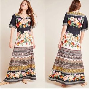 Anthropologie Farm Rio Esmeralda Floral Maxi Dress